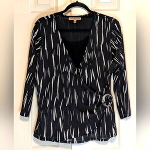 5/$25 Notations Black and White Blouse